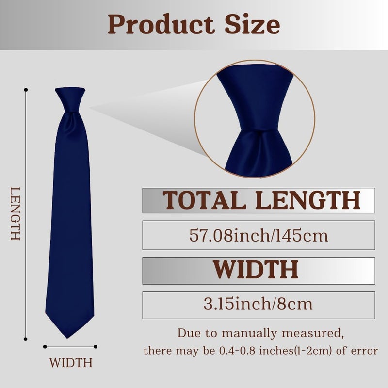 WOXVM Men's Ties Classic Solid Satin Tie Pure Color 3.15" Mens Necktie, Premium Formal Black Ties For Men Business & Wedding - Image 3